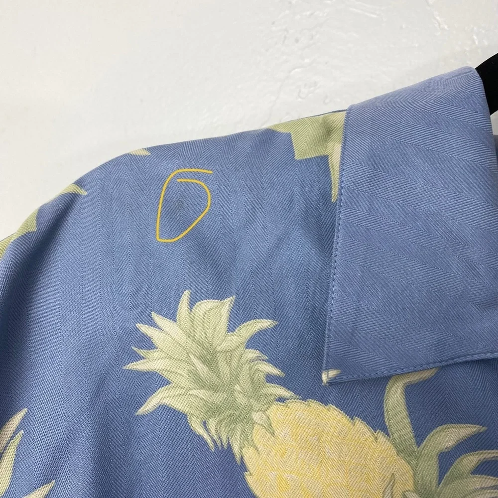 Vintage Silk Hawaiian‎ Honolulu Button Down Short Sleeve Summer Shirt Men Medium